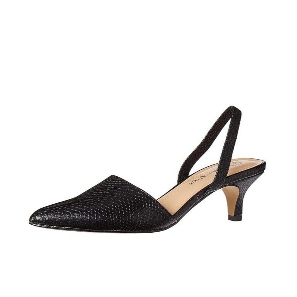 Bella Vita Womens 9 M Black Snake Sarah Pointed Toe Sling Back Heels NIB OC4